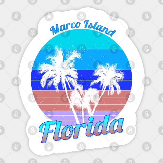 Marco Island Florida Retro Tropical Palm Trees Vacation Sticker by macdonaldcreativestudios